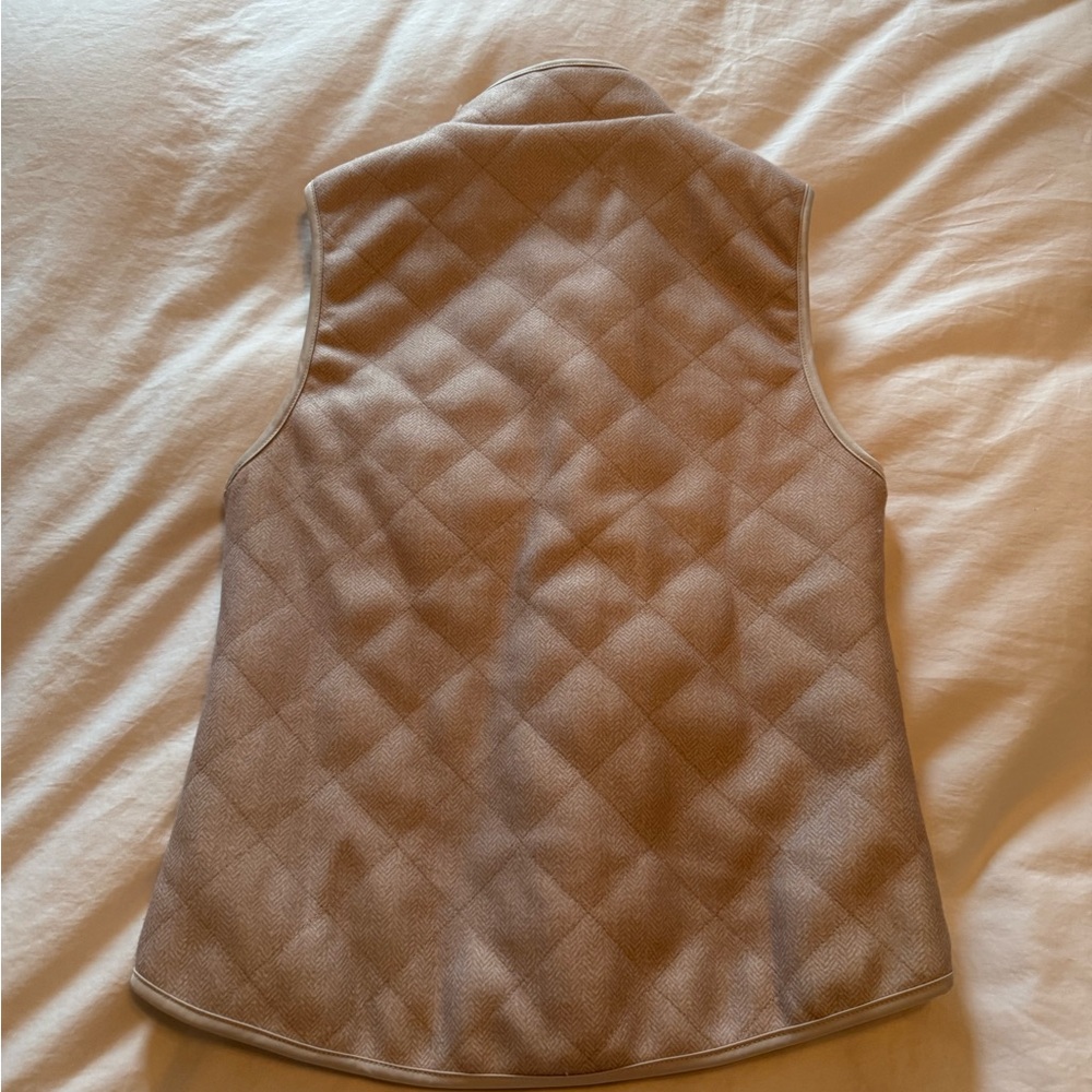 Women's Quilted Tan Vest - Picture 2 of 5